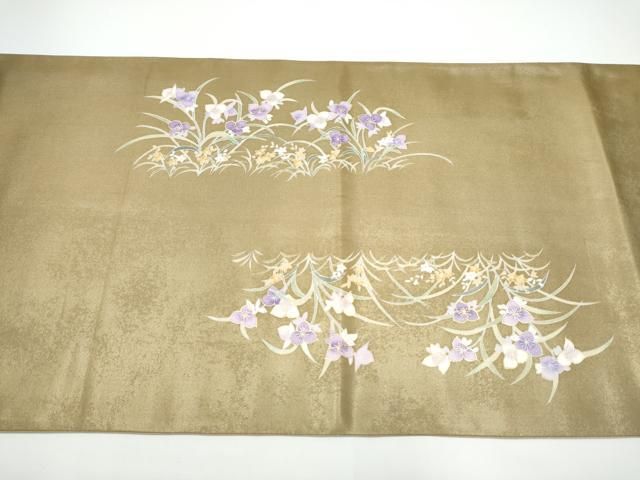 平和屋着物●若林雅臣　六通柄袋帯　草花文　金彩　正絹　逸品　CABN8121hy