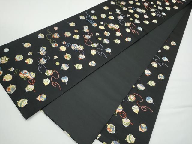 平和屋着物●西陣の老舗　1782年創業　山下織物　六通柄袋帯　はやくこいこい　黒地　金糸　正絹　逸品　CABN8128hy
