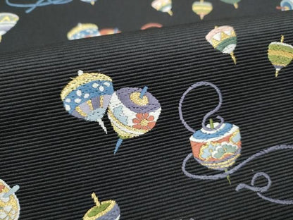 平和屋着物●西陣の老舗　1782年創業　山下織物　六通柄袋帯　はやくこいこい　黒地　金糸　正絹　逸品　CABN8128hy