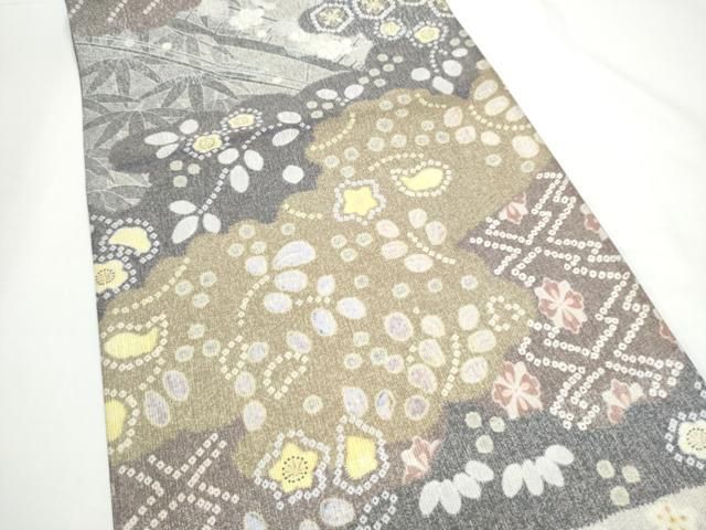 平和屋着物●両面　全通柄袋帯　作家物　松竹梅　金通し地　正絹　逸品　CABN8130hy