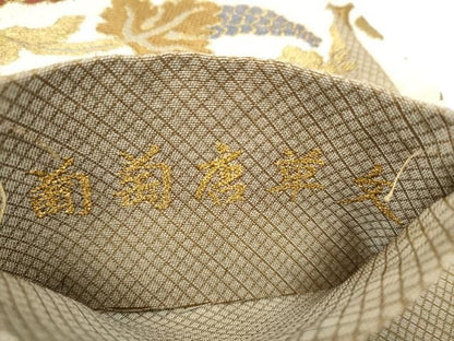 平和屋着物●六通柄袋帯　唐織　葡萄唐草文　金糸　正絹　逸品　CABN8137hy