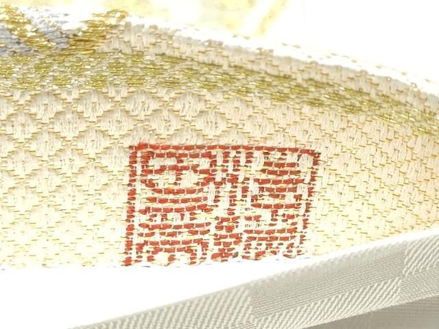 平和屋着物●西陣　京洛苑たはら謹製　六通柄袋帯　花唐草文　金糸　反端付き　正絹　逸品　CABN8138hy