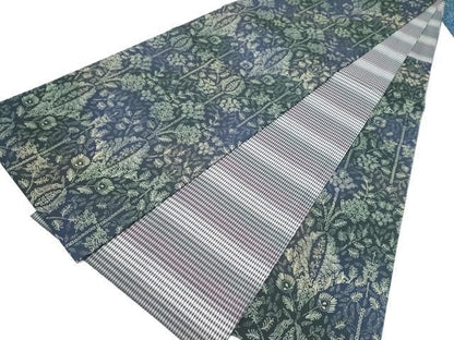 平和屋着物●両面　六通柄袋帯　草花文　正絹　逸品　CABN8153hy