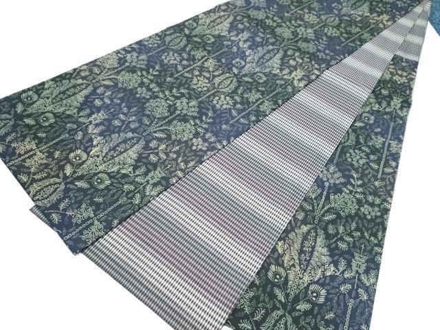 平和屋着物●両面　六通柄袋帯　草花文　正絹　逸品　CABN8153hy