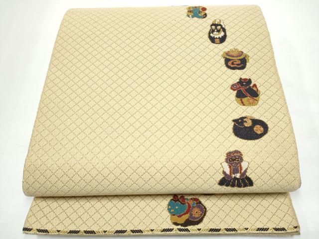 平和屋着物●六通柄袋帯　玩具文　金糸　正絹　逸品　CABN8156hy