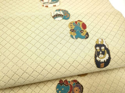 平和屋着物●六通柄袋帯　玩具文　金糸　正絹　逸品　CABN8156hy