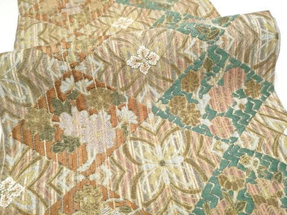 平和屋着物●中国三大刺繍　相良刺繍　全通柄袋帯　菱花文　金銀糸　正絹　逸品　CABN8158hy