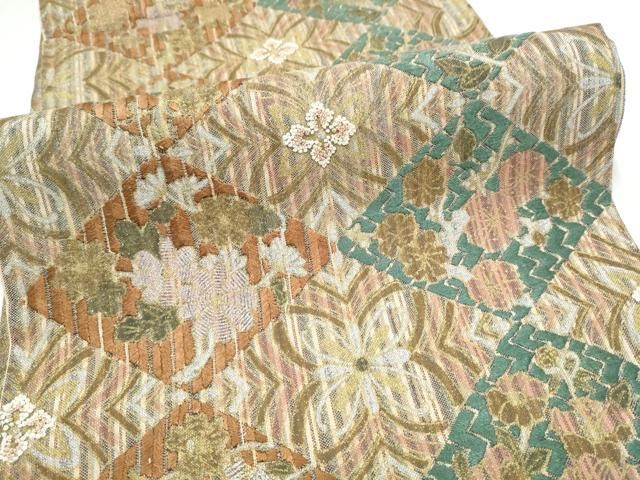 平和屋着物●中国三大刺繍　相良刺繍　全通柄袋帯　菱花文　金銀糸　正絹　逸品　CABN8158hy