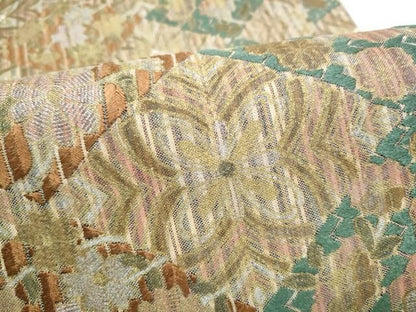 平和屋着物●中国三大刺繍　相良刺繍　全通柄袋帯　菱花文　金銀糸　正絹　逸品　CABN8158hy
