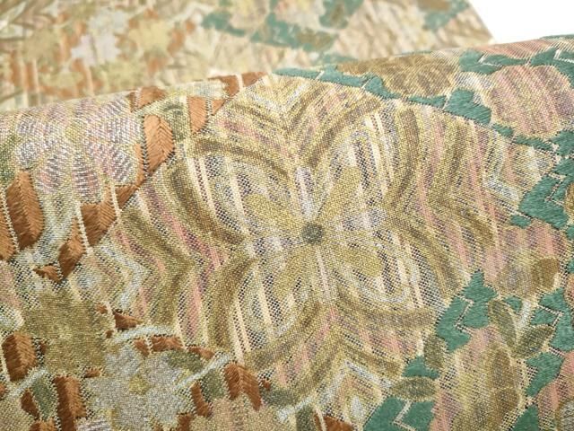 平和屋着物●中国三大刺繍　相良刺繍　全通柄袋帯　菱花文　金銀糸　正絹　逸品　CABN8158hy