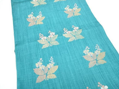 平和屋着物●六通柄　本袋帯　草花文　金糸　正絹　逸品　CABN8164hy
