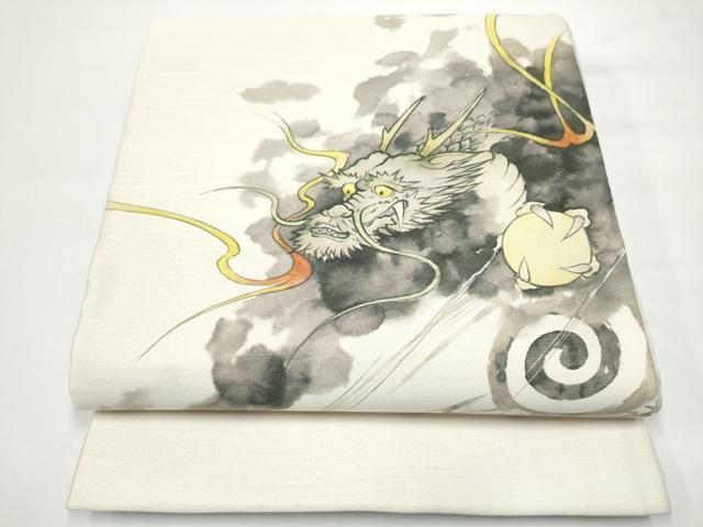 平和屋着物●太鼓柄袋帯　手描き　龍　正絹　逸品　CABN8168hy