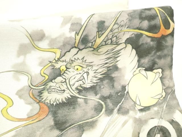 平和屋着物●太鼓柄袋帯　手描き　龍　正絹　逸品　CABN8168hy
