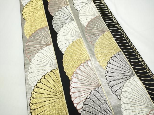 平和屋着物●六通柄袋帯　深秋の香　黒地　金銀糸　正絹　逸品　CABN8176hy