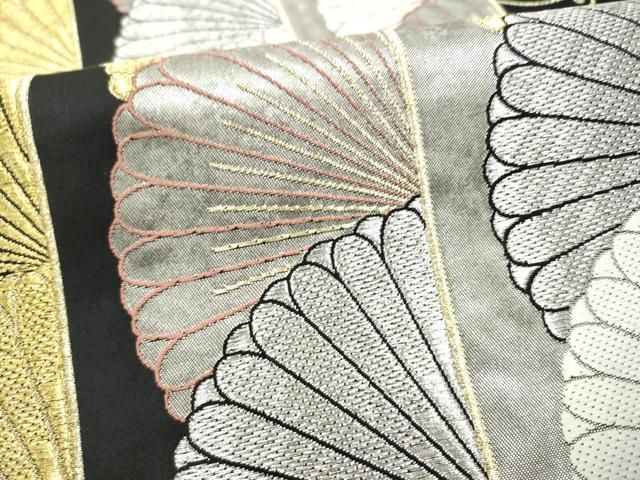 平和屋着物●六通柄袋帯　深秋の香　黒地　金銀糸　正絹　逸品　CABN8176hy