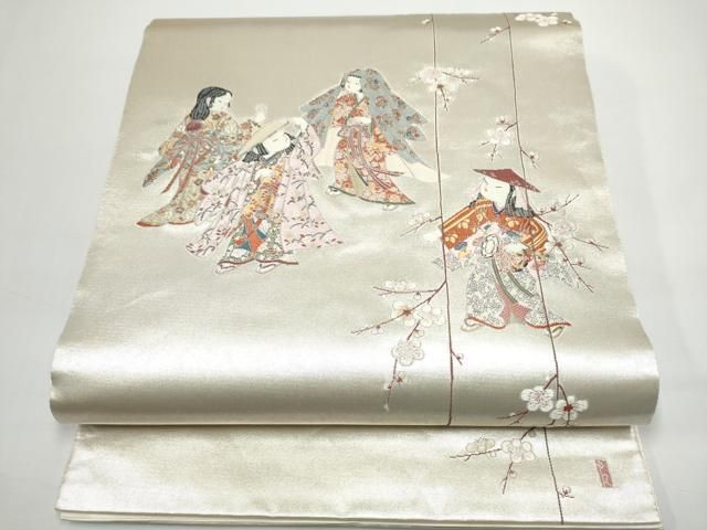 平和屋着物●加賀友禅の巨匠　初代　由水十久　西陣　長嶋成織物　ながしま帯　太鼓柄袋帯　観海　瀞銀錦　正絹　逸品　CABN8187hy