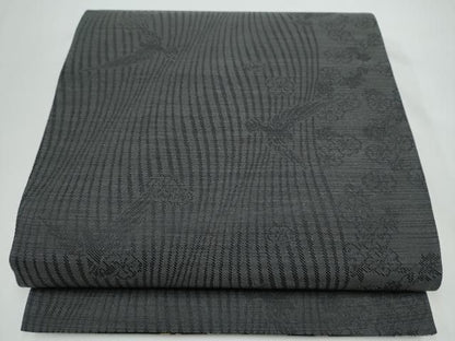 平和屋着物●染色作家　斉藤三才　両面　六通柄袋帯　流水文　三才鳥　金糸　正絹　逸品　CABN8188hy