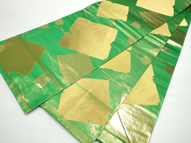 平和屋着物●西陣　川島織物　丸帯　破れ色紙文　金糸　正絹　逸品　CABN8193hy