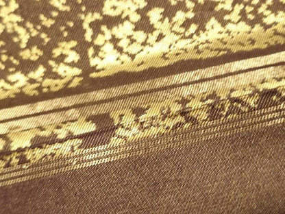 平和屋着物●西陣　川島織物　太鼓柄袋帯　駒刺繍　草花文　本金　正絹　逸品　CABN8194hy