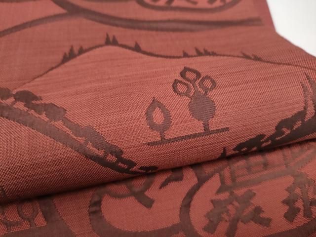 平和屋着物●名門木屋太　今河織物　六通柄袋帯　風景草花文　正絹　逸品　CABN8197hy