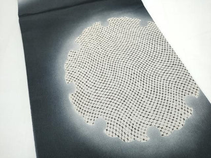 平和屋着物●全通柄袋帯　雪輪鹿の子文　黒地　鬼しぼ縮緬　正絹　逸品　CABN8201hy