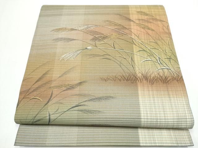 平和屋着物●琳派乃世界　灘昆年　両面　太鼓柄袋帯　手描き　枝笹文　正絹　逸品　CABN8206hy