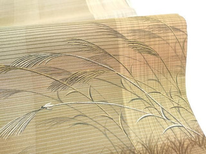 平和屋着物●琳派乃世界　灘昆年　両面　太鼓柄袋帯　手描き　枝笹文　正絹　逸品　CABN8206hy