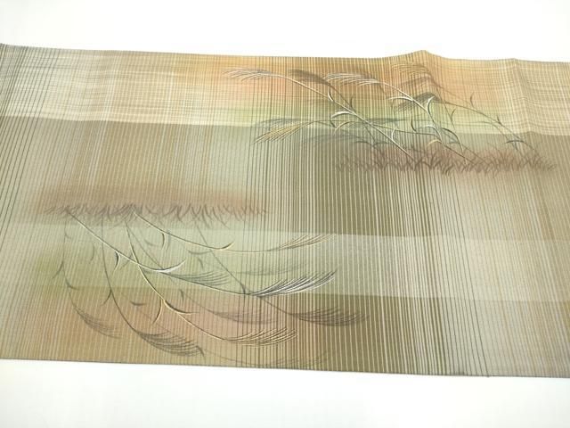 平和屋着物●琳派乃世界　灘昆年　両面　太鼓柄袋帯　手描き　枝笹文　正絹　逸品　CABN8206hy