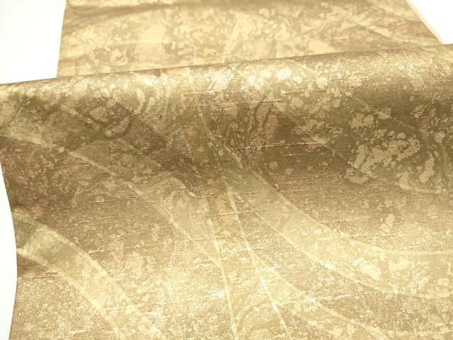 平和屋着物●石川県指定無形文化財　牛首紬　白山工房　手織り　全通柄袋帯　霞文　金彩　正絹　逸品　CABN8208hy