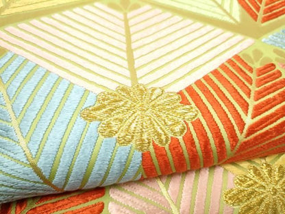 平和屋着物●六通柄袋帯　唐織　松葉文　金糸　正絹　逸品　CABN8220hy