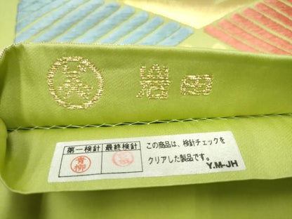 平和屋着物●六通柄袋帯　唐織　松葉文　金糸　正絹　逸品　CABN8220hy