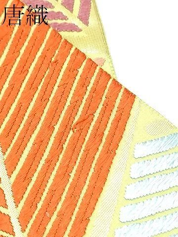 平和屋着物●六通柄袋帯　唐織　松葉文　金糸　正絹　逸品　CABN8220hy