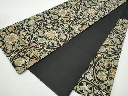 平和屋着物●西陣　川島織物　六通柄　本袋帯　花鳥唐草文　金糸　正絹　逸品　CABN8221hy
