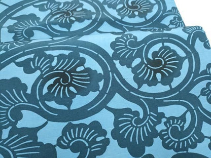 平和屋着物●全通柄袋帯　作家物　本藍　唐草文　正絹　逸品　CABN8227hy