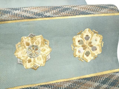 平和屋着物●太鼓柄袋帯　総刺繍　駒刺繍　舞花文　金糸　正絹　逸品　CABN8228hy