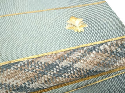 平和屋着物●太鼓柄袋帯　総刺繍　駒刺繍　舞花文　金糸　正絹　逸品　CABN8228hy