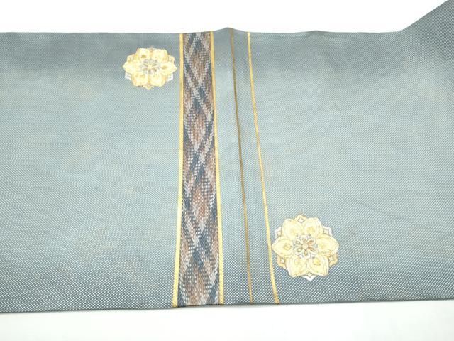 平和屋着物●太鼓柄袋帯　総刺繍　駒刺繍　舞花文　金糸　正絹　逸品　CABN8228hy