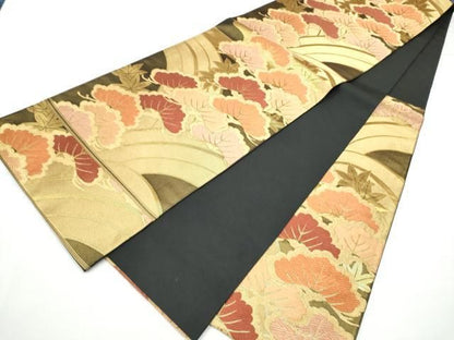 平和屋着物●西陣　川島織物　六通柄　本袋帯　松　金糸　正絹　逸品　CABN8230hy