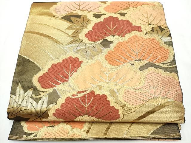 平和屋着物●西陣　川島織物　六通柄　本袋帯　松　金糸　正絹　逸品　CABN8230hy