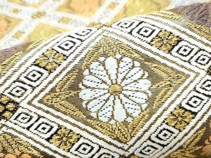 平和屋着物●西陣　河合美術織物謹製　六通柄袋帯　唐織　菱花文　金糸　証紙付き　正絹　逸品　CABN8239hy