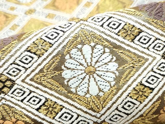 平和屋着物●西陣　河合美術織物謹製　六通柄袋帯　唐織　菱花文　金糸　証紙付き　正絹　逸品　CABN8239hy