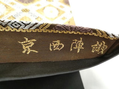 平和屋着物●西陣　河合美術織物謹製　六通柄袋帯　唐織　菱花文　金糸　証紙付き　正絹　逸品　CABN8239hy