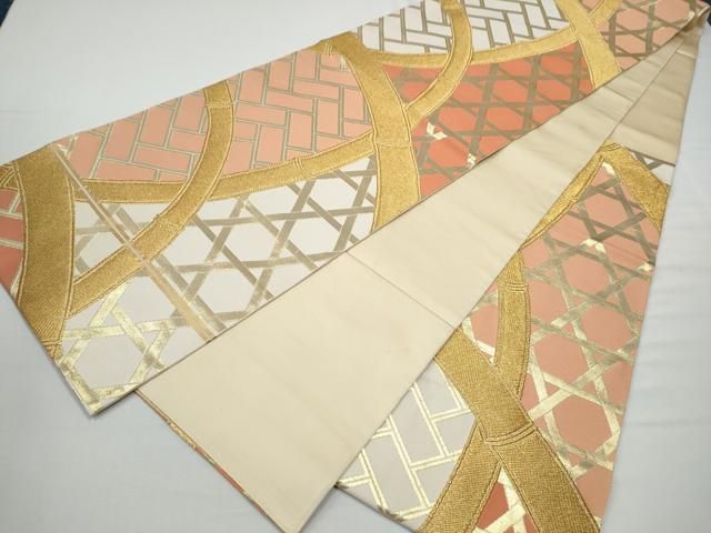 平和屋着物●西陣　川島織物　六通柄　本袋帯　竹　金糸　正絹　逸品　CABN8244hy
