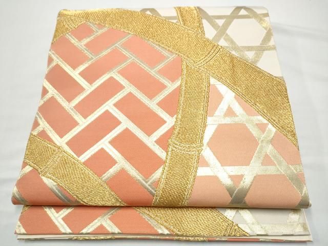 平和屋着物●西陣　川島織物　六通柄　本袋帯　竹　金糸　正絹　逸品　CABN8244hy