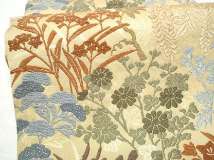 平和屋着物●六通柄袋帯　唐織　草花文　金糸　正絹　逸品　CABN8247hy