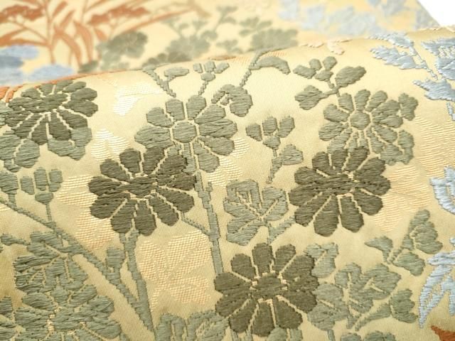 平和屋着物●六通柄袋帯　唐織　草花文　金糸　正絹　逸品　CABN8247hy