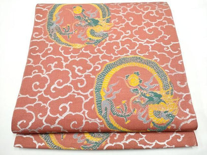 平和屋着物●六通柄　本袋帯　雲龍　金糸　正絹　逸品　CABN8254hy