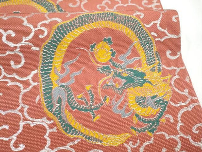 平和屋着物●六通柄　本袋帯　雲龍　金糸　正絹　逸品　CABN8254hy