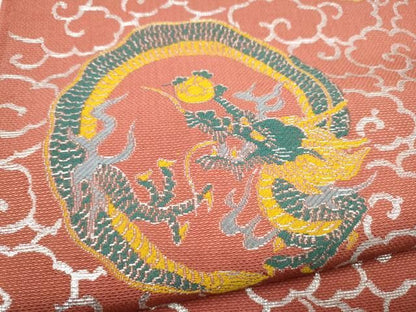 平和屋着物●六通柄　本袋帯　雲龍　金糸　正絹　逸品　CABN8254hy