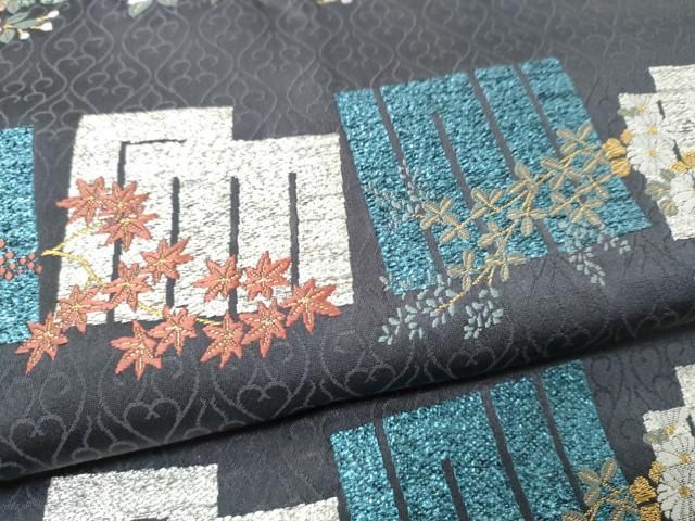 平和屋着物●六通柄袋帯　草木染　源氏香花文　金銀糸　正絹　逸品　CABN8266hy